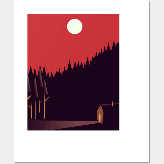 Cabin in the Forest Wall Art by nickemporium1